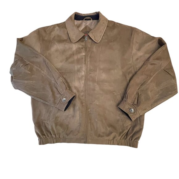 Cutter And Buck Jacket Mens XLarge XL Brown Faux Suede Bomber Golf Jacket - Picture 4 of 12